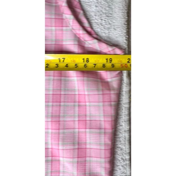 Vintage Sears Pink Plaid Gingham Sleeveless Button Front Blouse Top EVC Size 14 - Picture 5 of 5